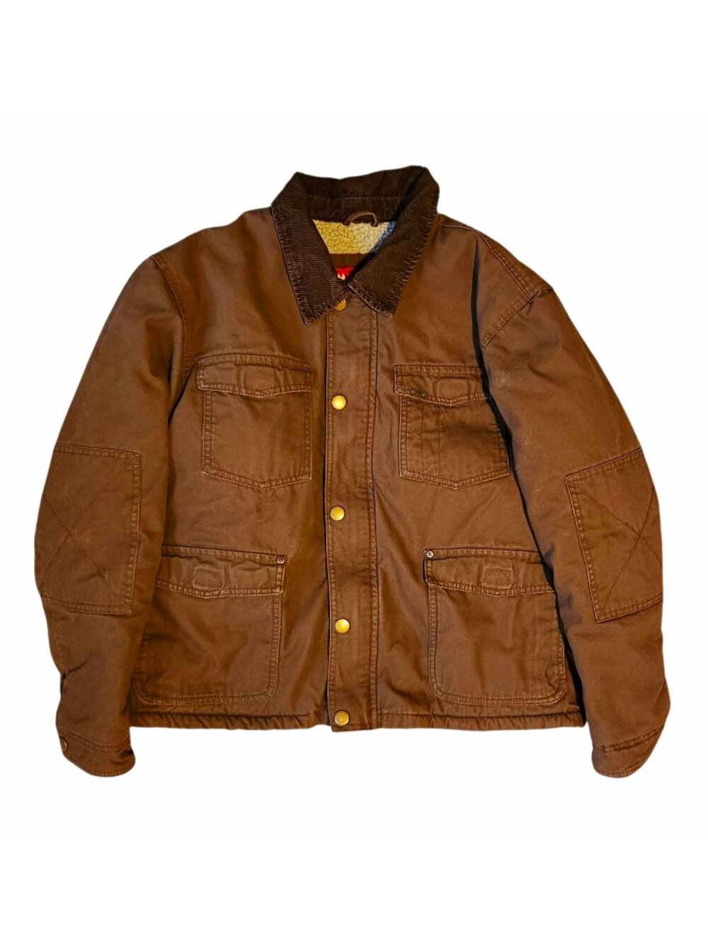 Vintage Wrangler Men's L Sherpa Lined Brown Workwear Jacket Corduroy Collar